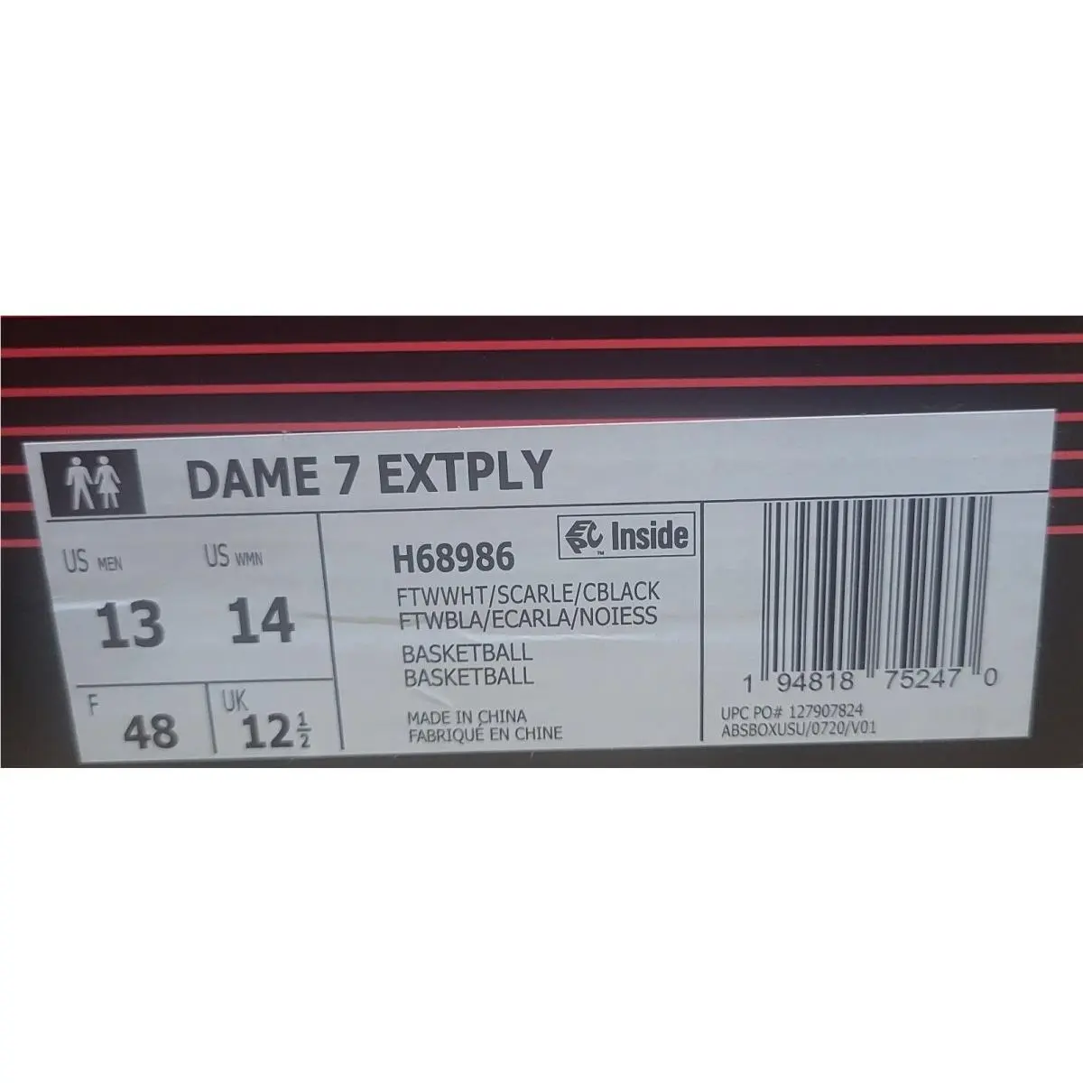 Adidas shoes - adidas Dame 7 EXTPLY Play - White/Scarlet/Black (UPC: 194818752470) 9