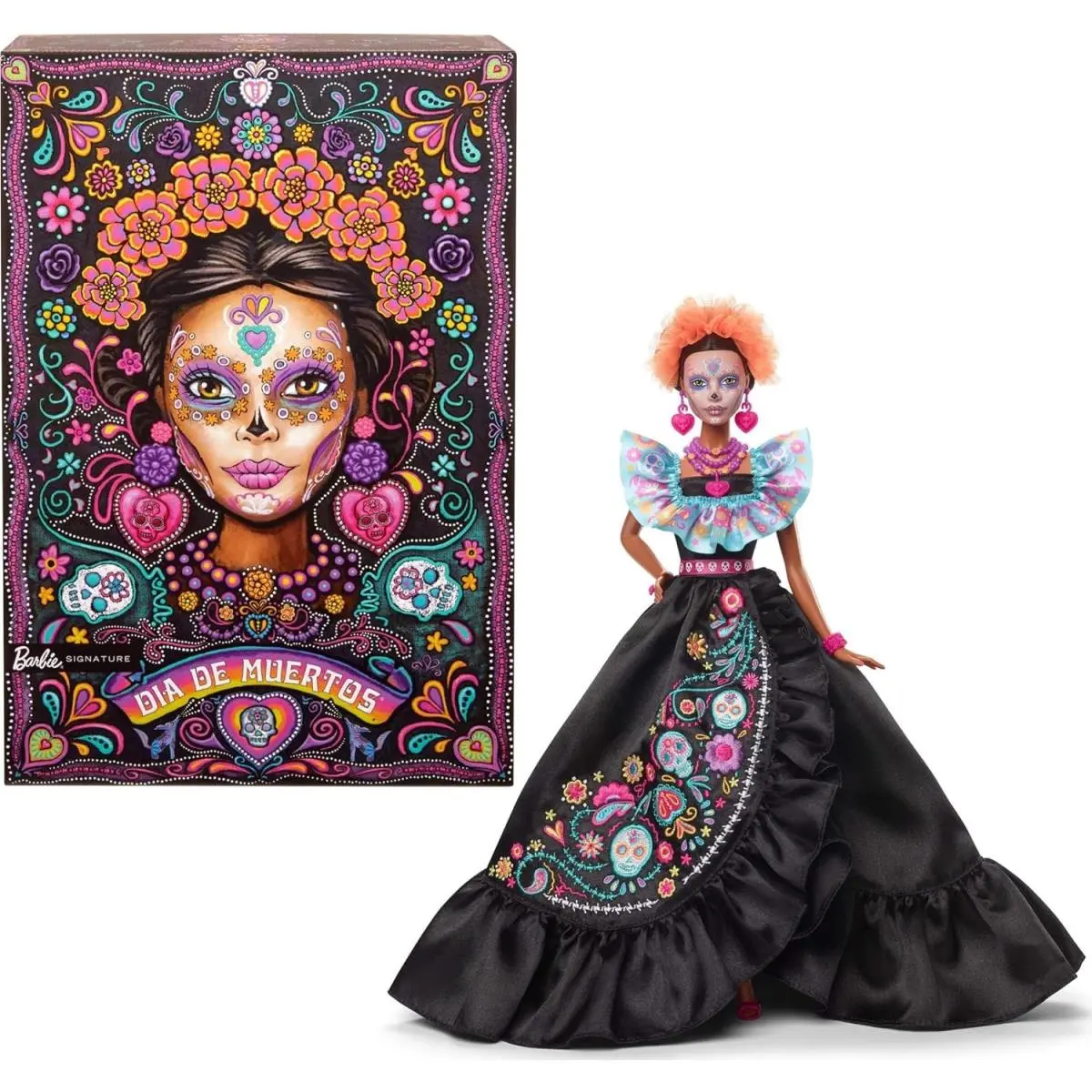Barbie Signature Doll 2024 Dia De Muertos Collectible in Black Dress Blue Top