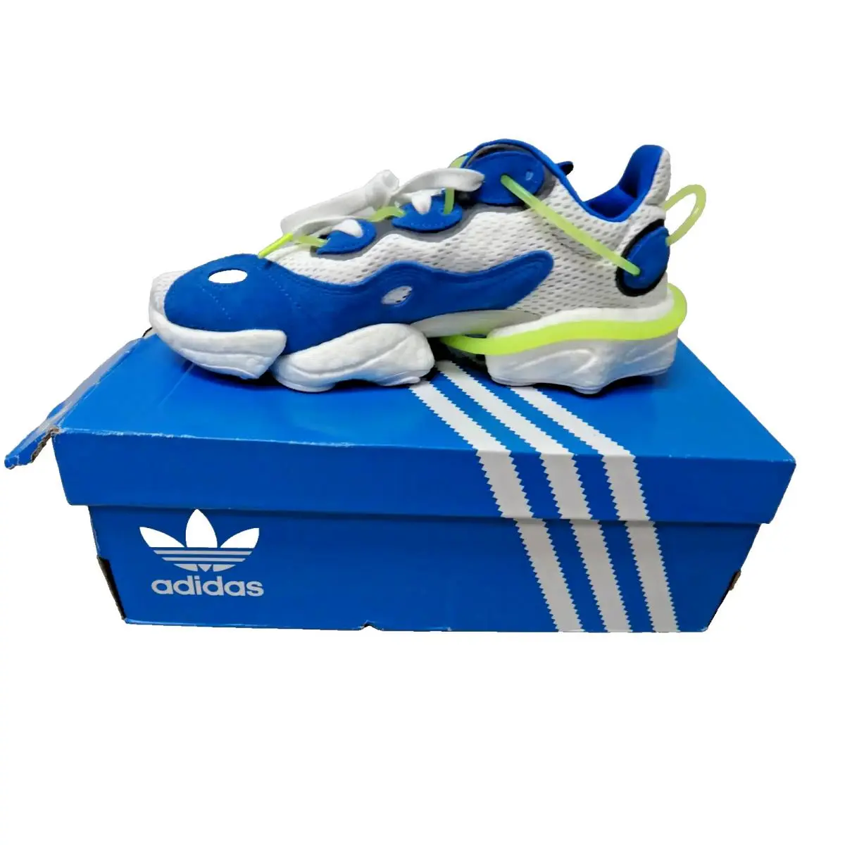 Adidas Torsion X EG0589 Men`s 8.5 Blue White Neon Running Sneakers Originals