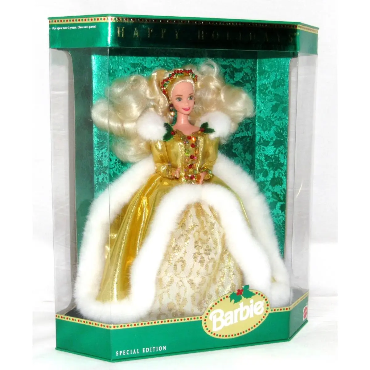 Mib 1994 Holiday Barbie Doll 2nd Special Edition Gold Gown Green Eyes