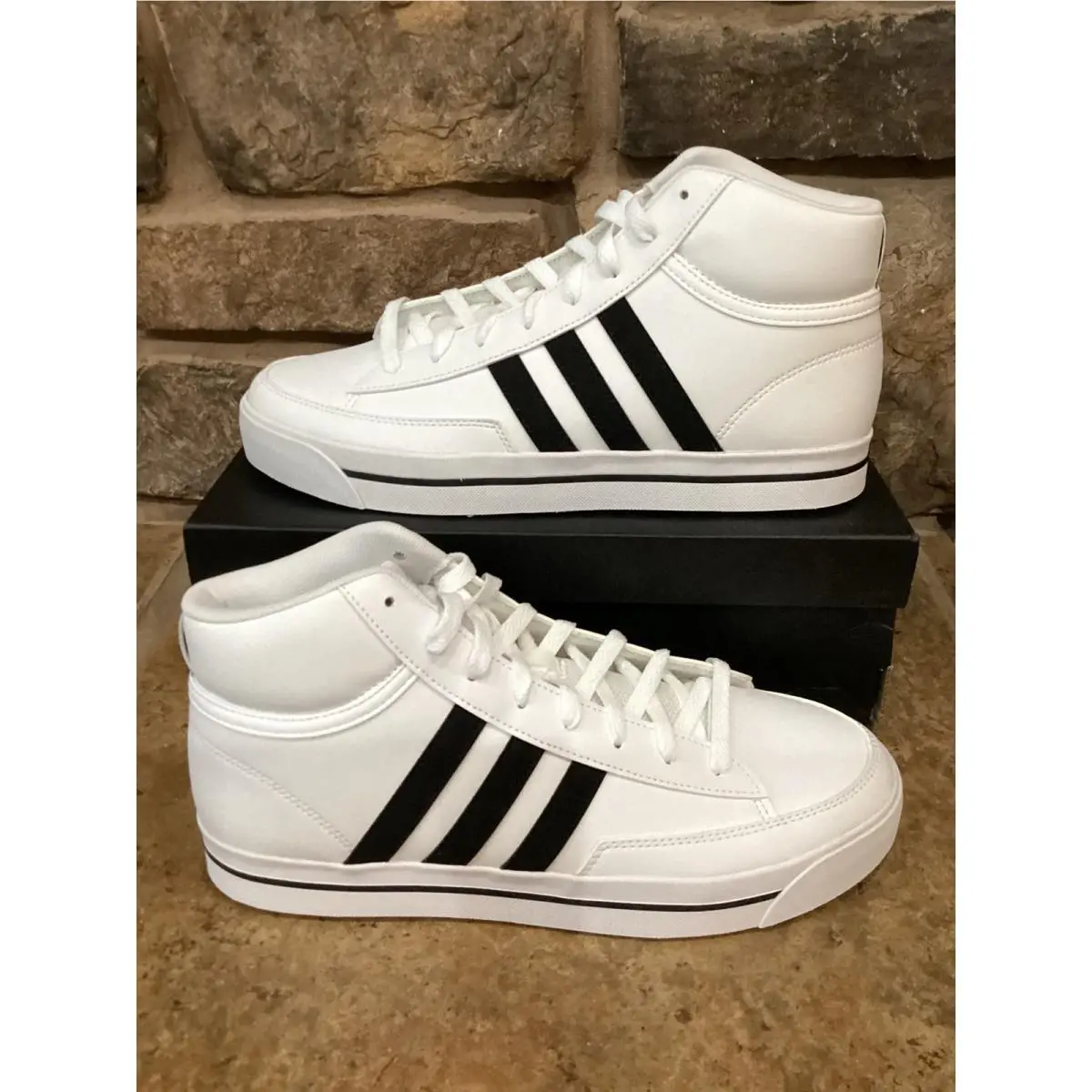 Adidas Retrovulc Mid Mens Skateboarding Shoes White Black GW8368 Size 9.5