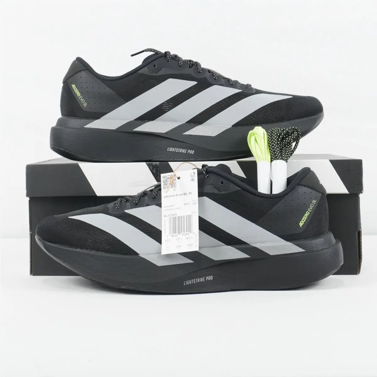 Adidas Adizero Evo SL Mesh Running Sneakers In Black/silver Men`s US 11 KJ1365