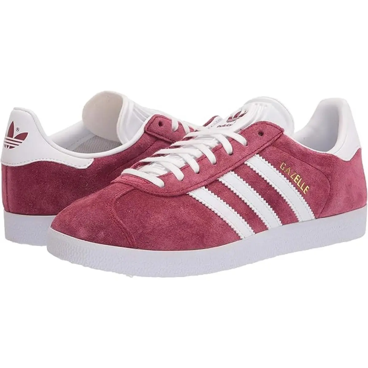 Adidas Mens Gazelle Shoes Burgundy/white/gold Metallic-sz 12.0