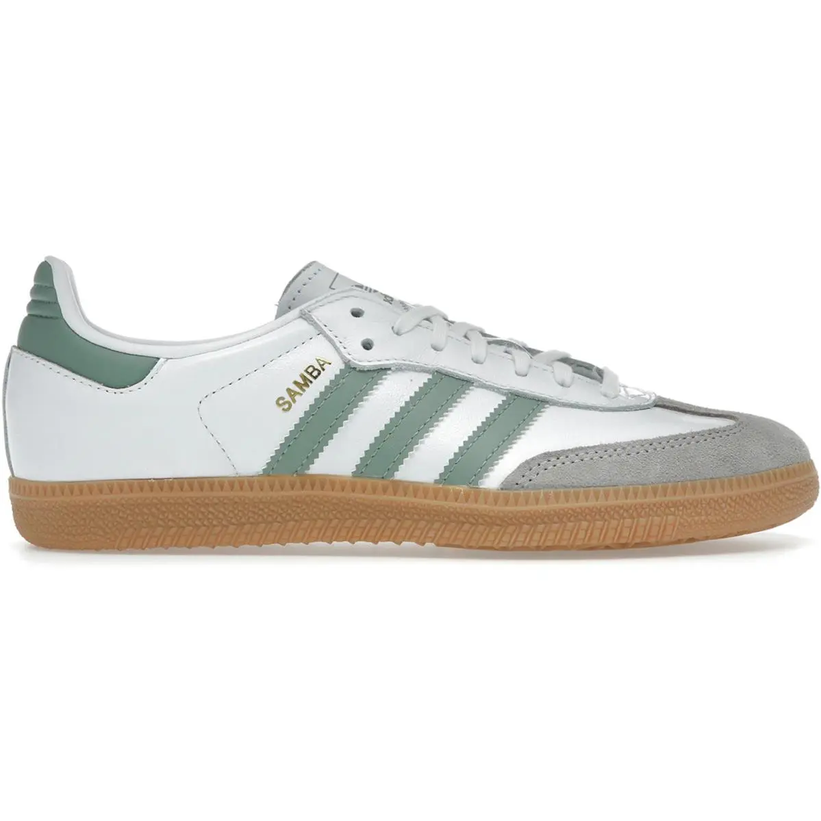 Size 5.5Y Adidas Samba OG Cloud White Silver Green GS