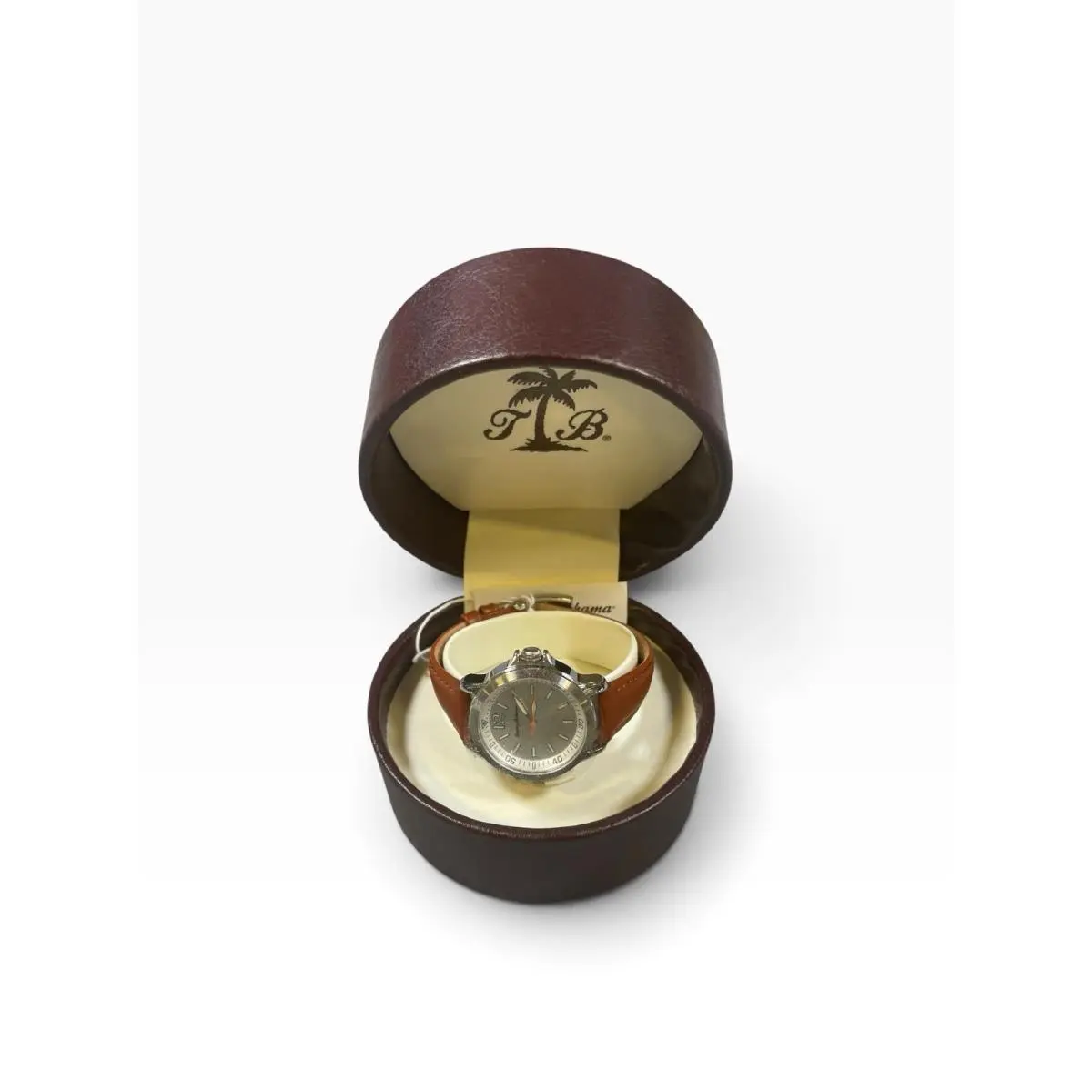 Women`s Silver and Stainless with Brown Leather Strap TB2178 by Tommy Bahama
