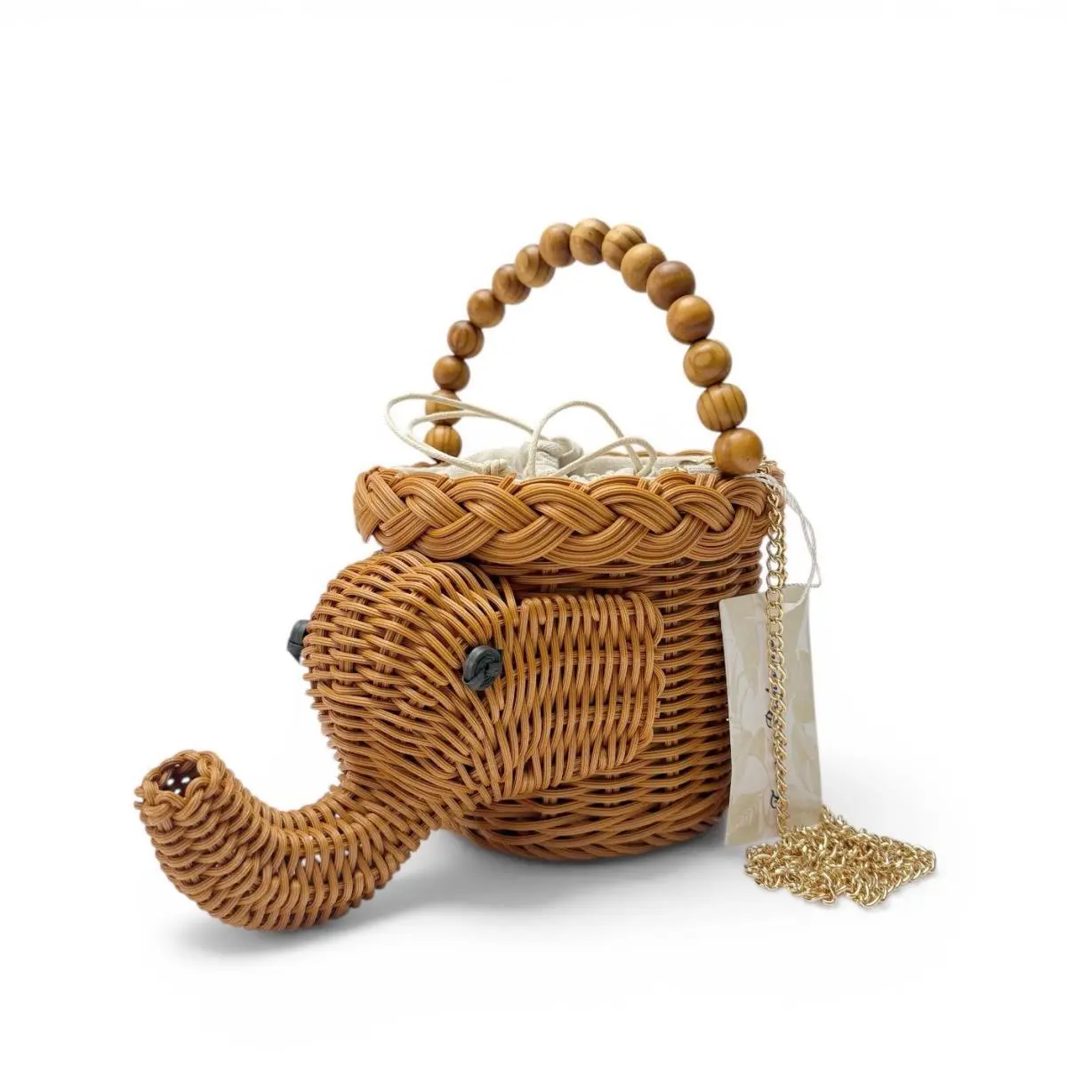 Tommy Bahama Elephant Wicker Rattan Crossbody Handbag Purse Trunk Up