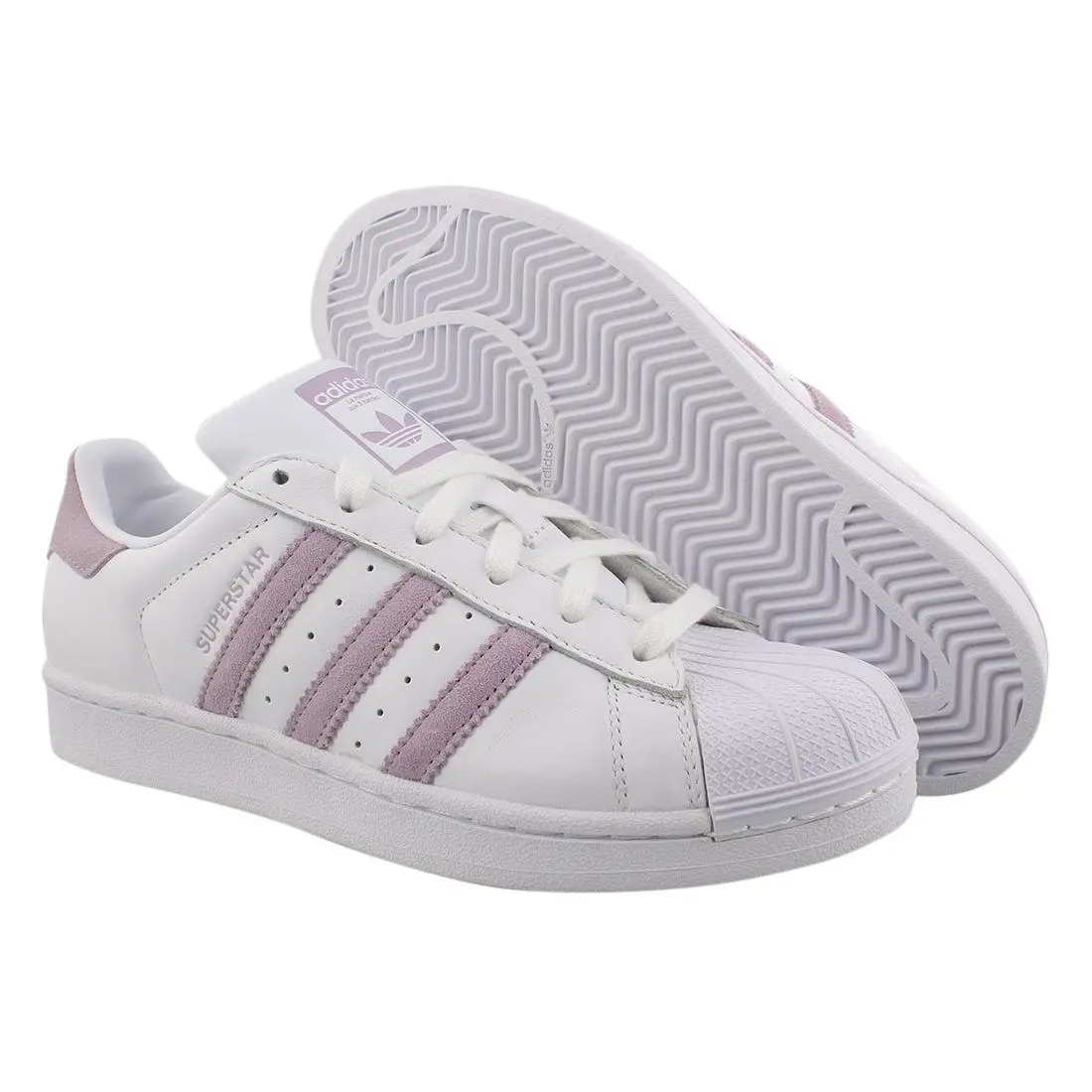 Adidas Superstar Leather Womens Shoes Size 7.5 Color: White/lavander