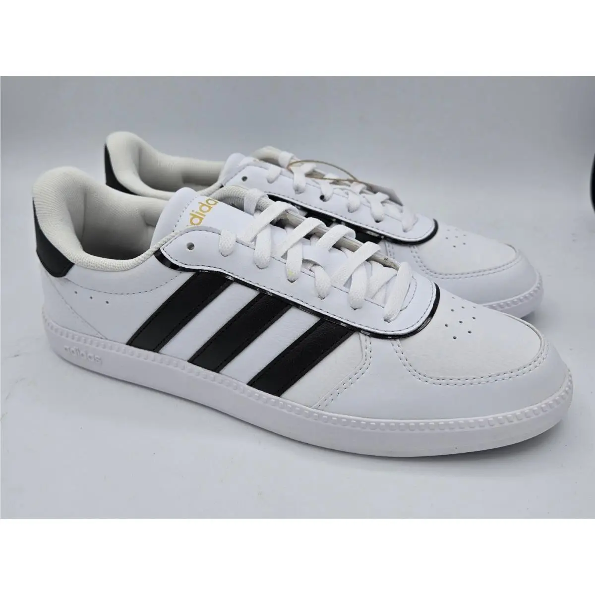 Breaknet Sleek White Sneakers Black Stripes Cloudfoam Comfort Women`s 9.5 by Adidas
