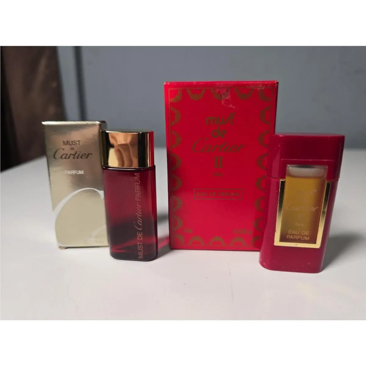Vintage Cartier Lot of 2 Must DE Cartier I II Edp Paris 4 ml Mini Travel Sizes