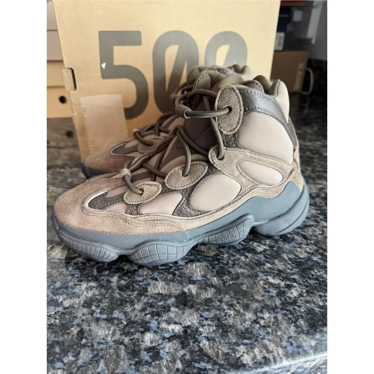 Yeezy 500 High Taupe Black GX4553 Mens 5.5 Womens 6.5 Suede Sneakers by Adidas