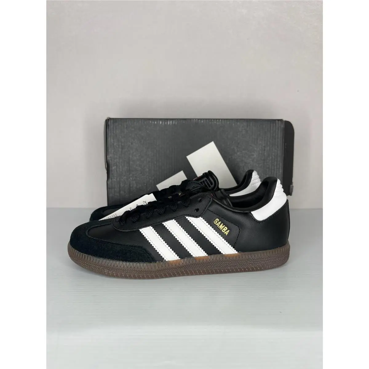 Adidas Samba J Shoes Youth Size 3.5 Black White Gum Soccer IF1945 Sneakers