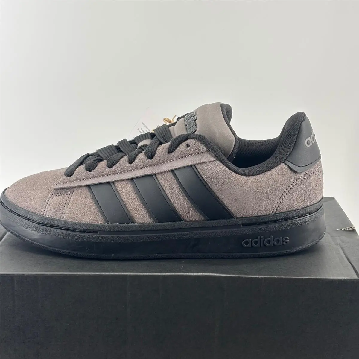 Grand Court Alpha 00s Male 8 Grey Black Suede JP7632 Retro Skate by Adidas