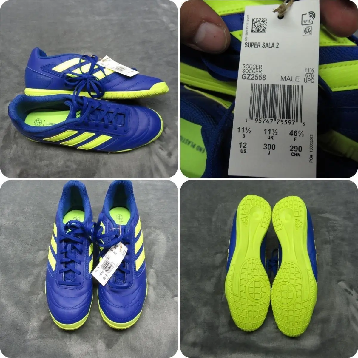 Indoor Shoes Mens 12 Blue Super Sala 2 Lightweight Soccer Futsal by Adidas