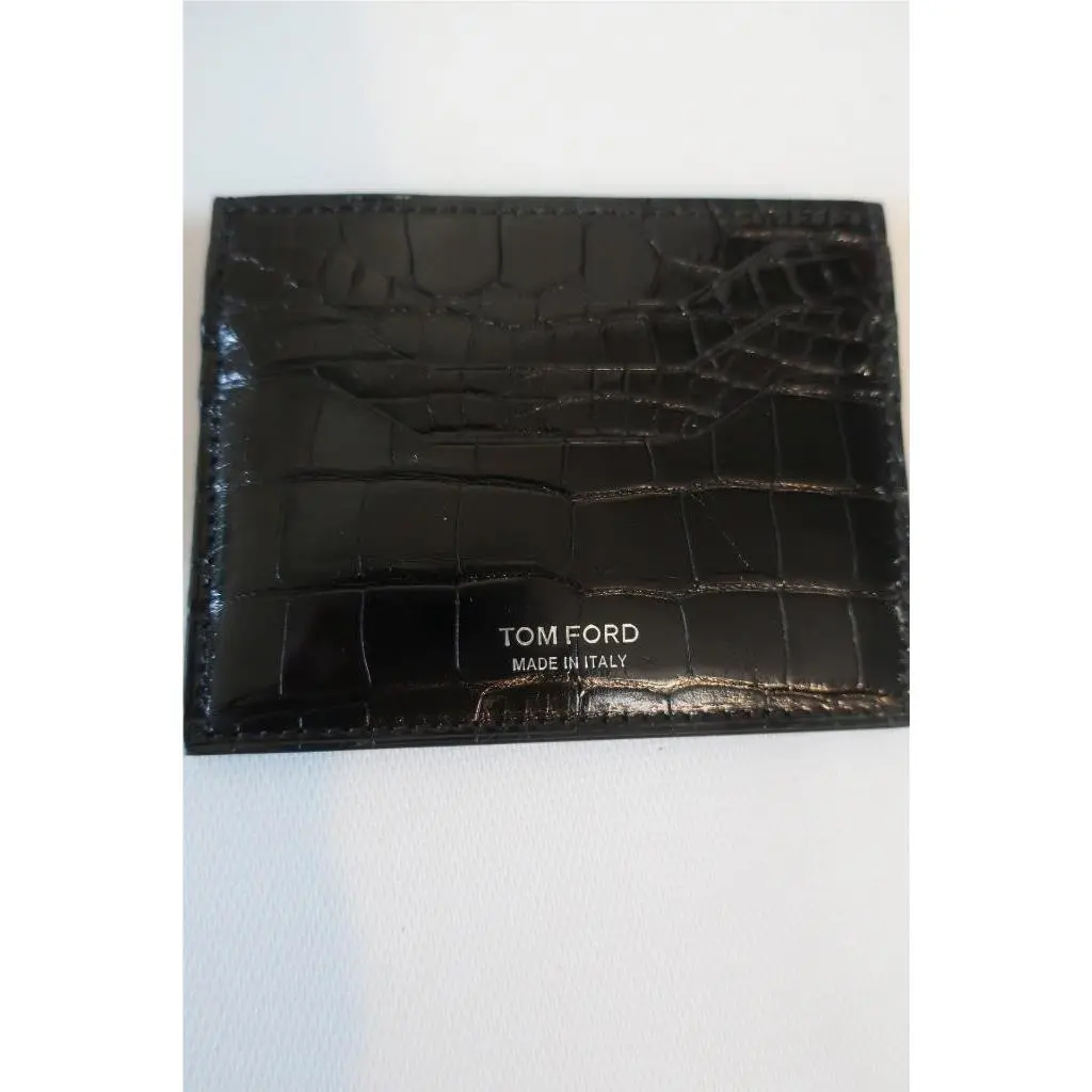 Mens Tom Ford Black American Alligator Leather Card Holder Wallet