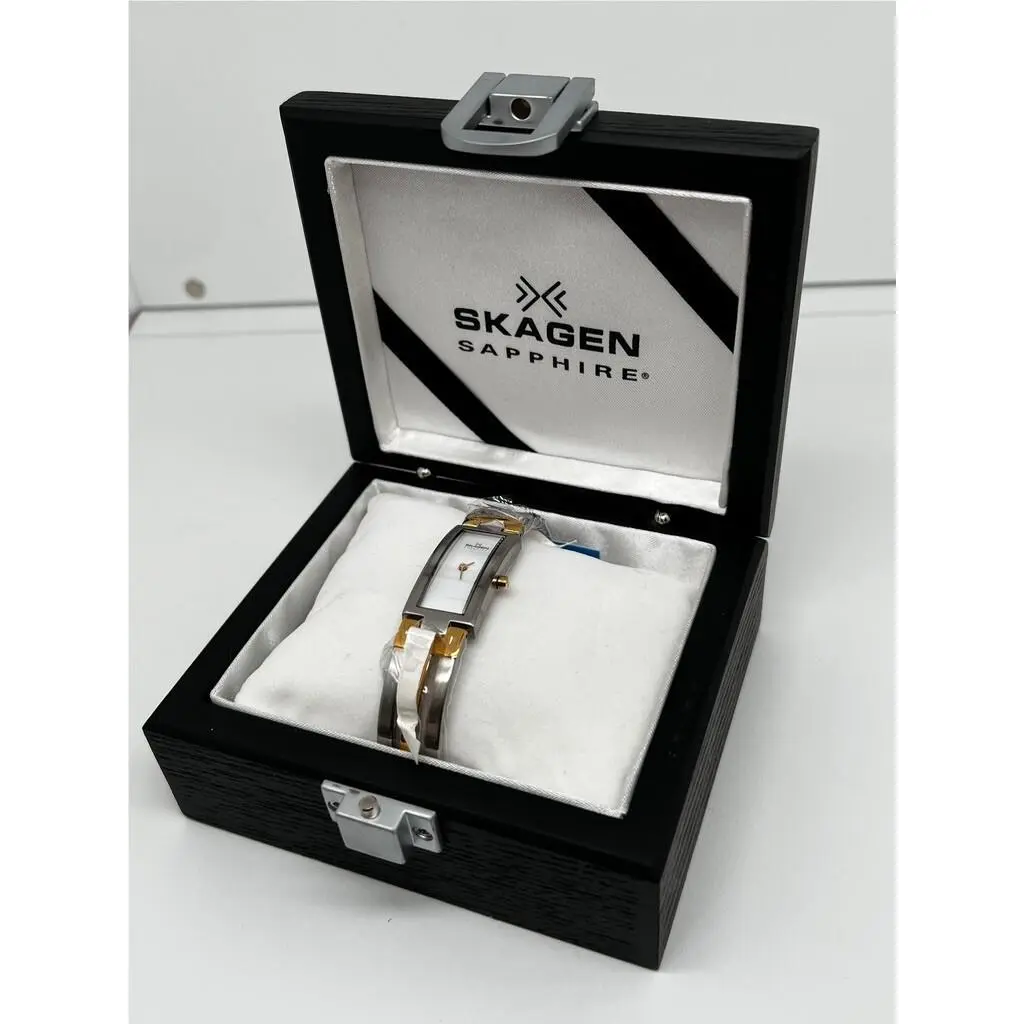 Ladies Bracelet Watch Sapphire Rectangle Stainless SP2SGS-PO by Skagen