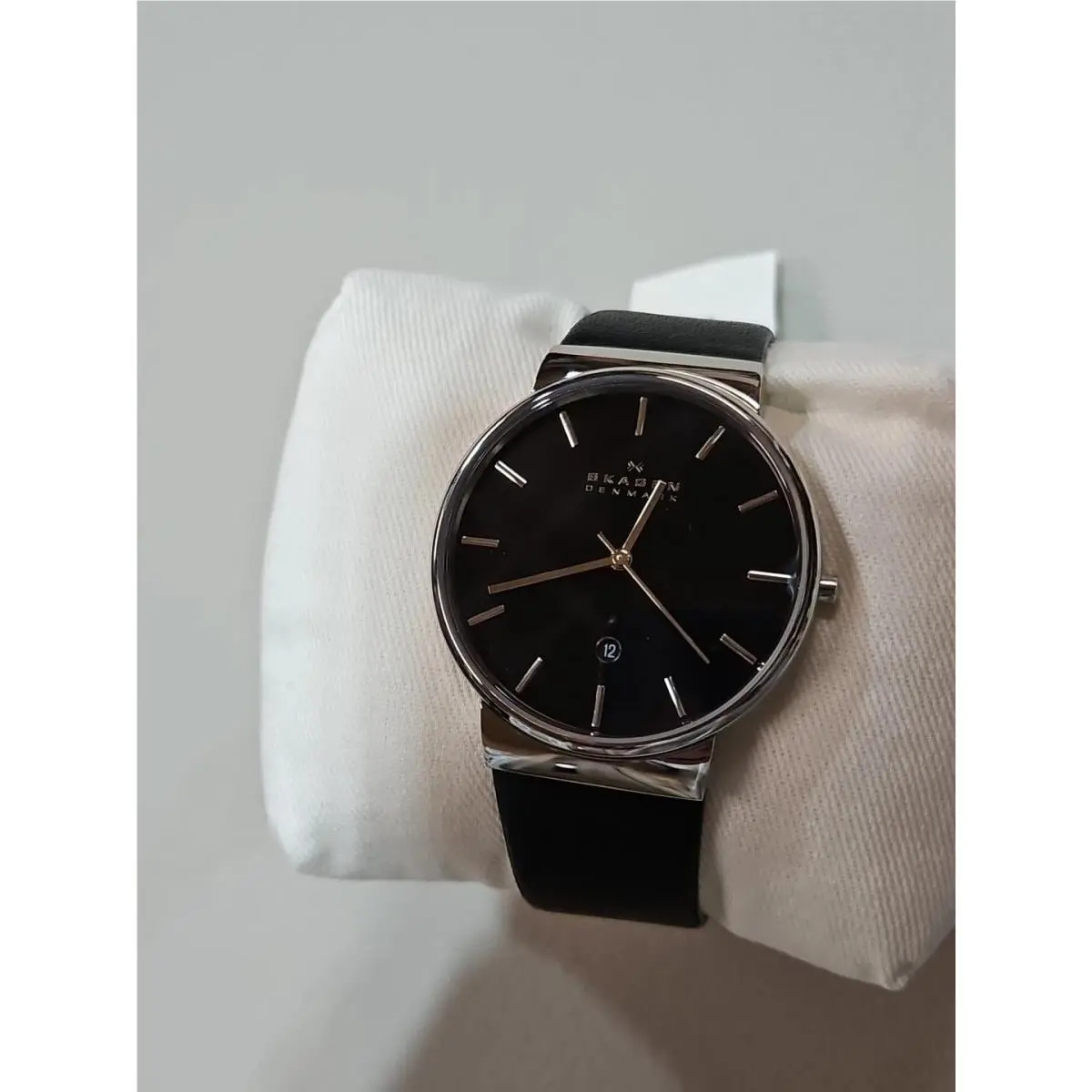 Ancher 40mm Black Dial Leather Quartz Watch SKW6104 by Skagen