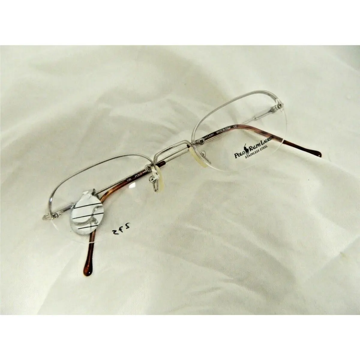 Ralph Lauren Eyeglasses Stainless Steel Polo 440 Rimless Metal Small Silver