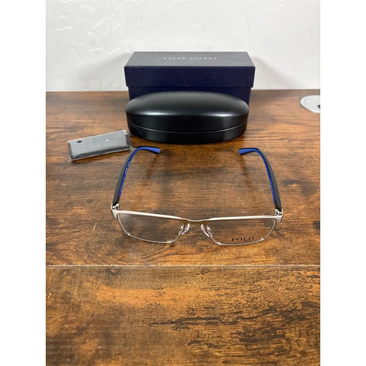 Polo  PH1229 9001 Silver Blue Rectangular Eyeglass Frames 54-17-145 by Ralph Lauren