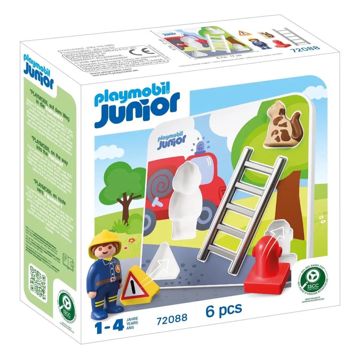 Playmobil Junior 72088 Brandweerpuzzel Houten Puzzel Met Brandweerman Kat en a