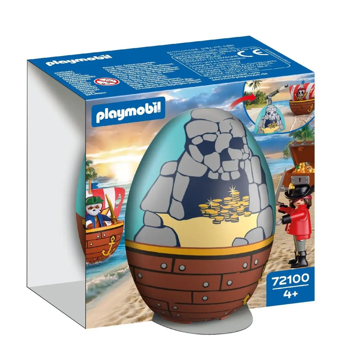 Playmobil 72100 Play Egg: Pirate – Surprise Egg with Pirates Cannon Treasure C