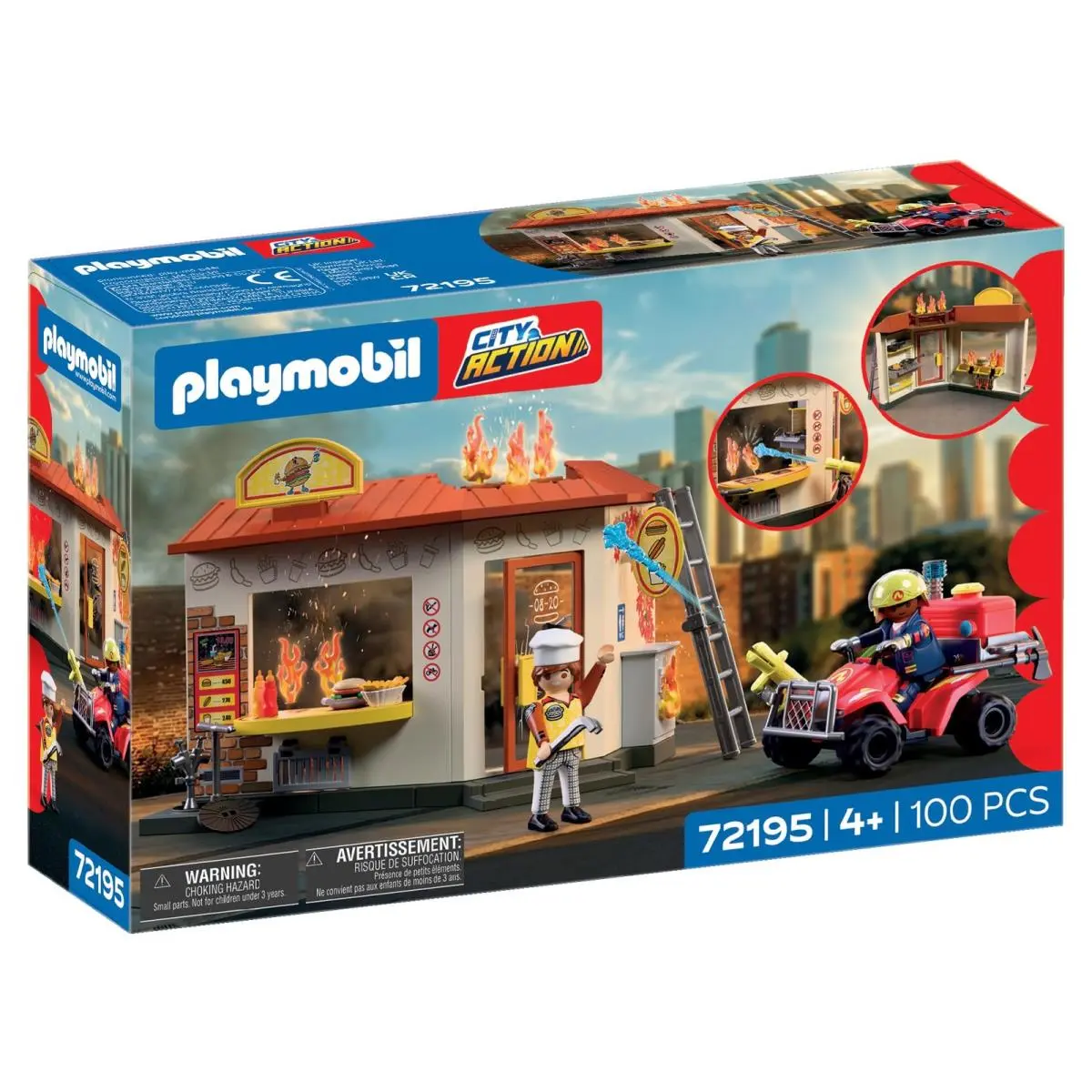 Playmobil City Action 72195 Brandweerquad Met Burgerkiosk Compacte Quad Met Wat