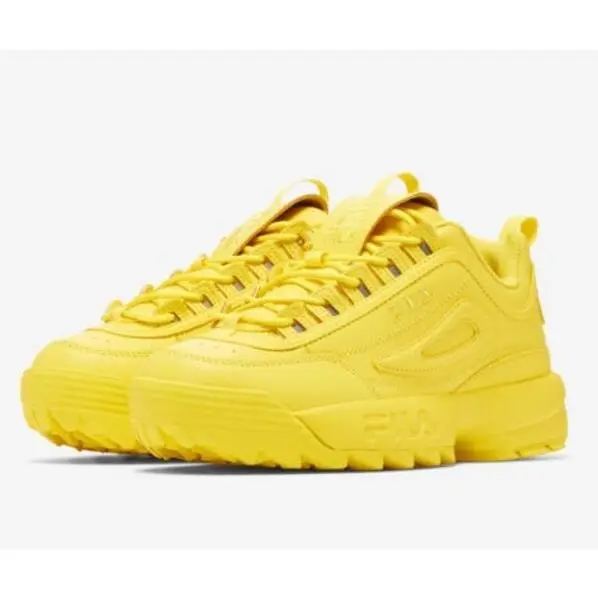 Fila Disruptor II Premium Yellow Womens Shoes Leather