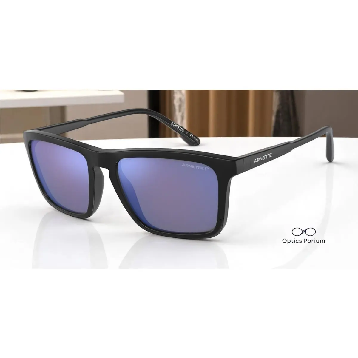 Arnette AN4283 01 22 Shyguy Black Mirror Water Polarized 56 mm Men`s Sunglasses