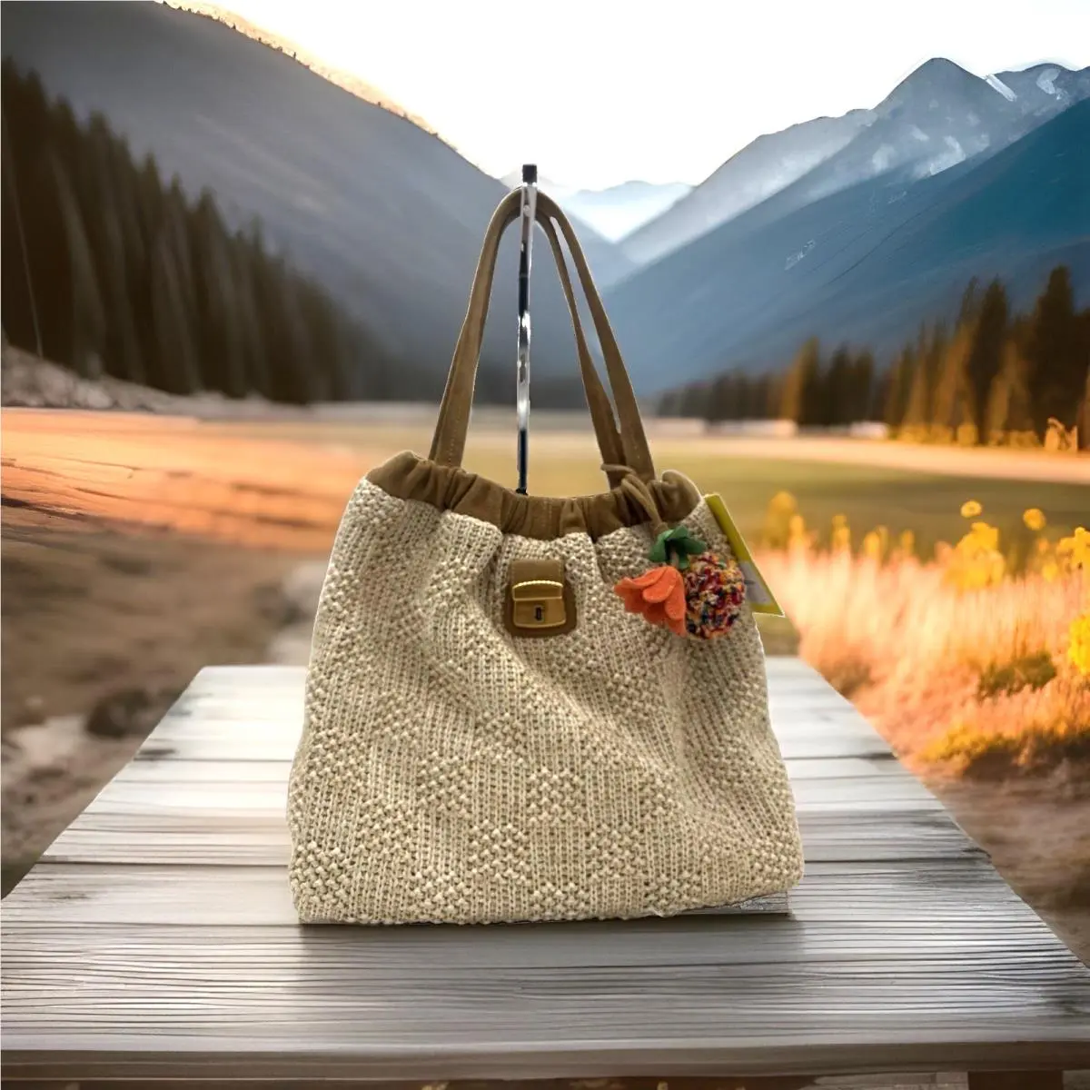 Marc Jacobs The Summer Christina Charm Woven Tote In Natural