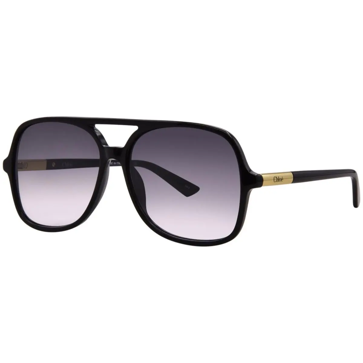 Chloe CH0364S 001 Sunglasses Women`s Black/grey Lenses Gradient Pilot Style 57mm