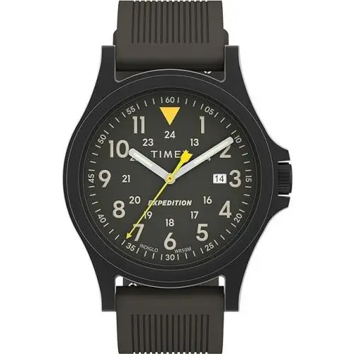 Men`s Expedition Acadia 40mm Watch - Gunmetal Strap Green Dial Black Case by Timex
