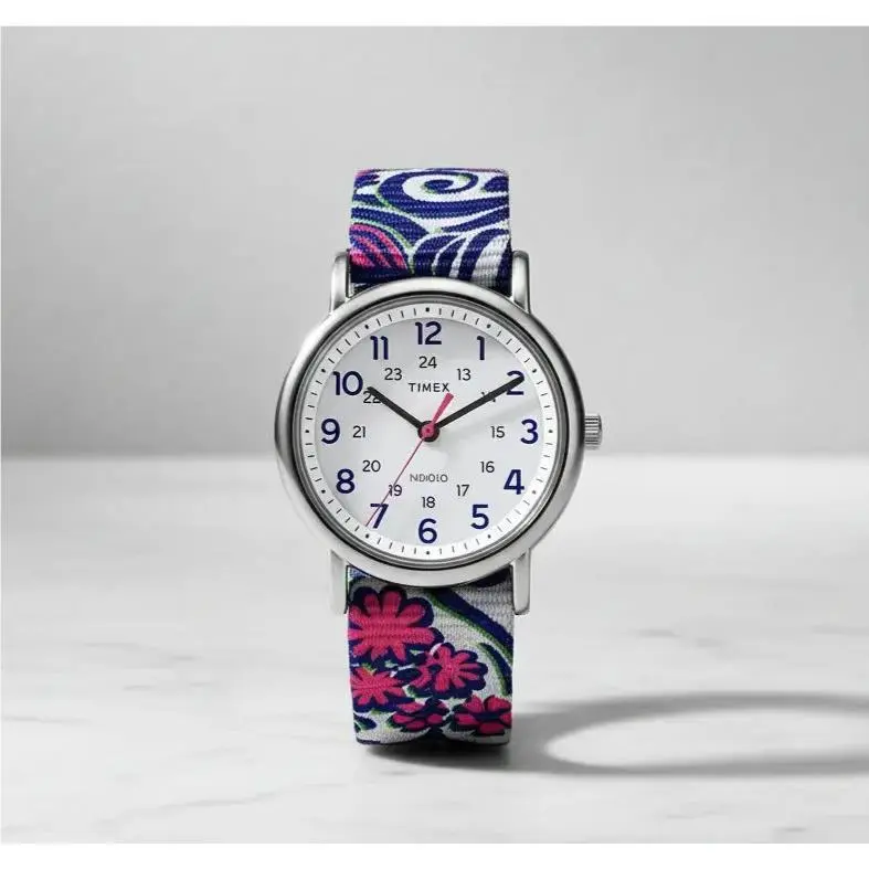 Weekender 38mm White Dial Fabric Strap Indiglo Women`s Watch TW2P90200 by Timex