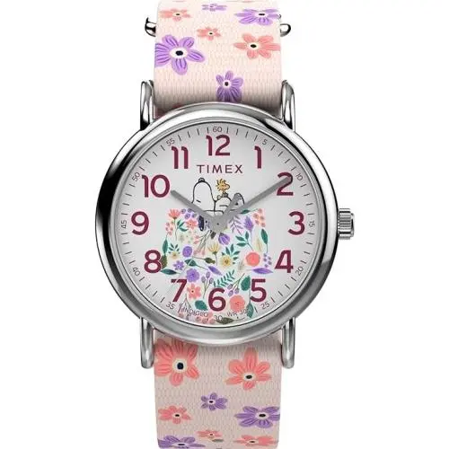 Watch Women`s Peanuts Floral 38mm Watch - Pink Strap White Dial by Timex