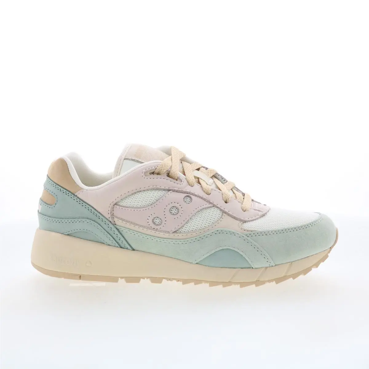 Saucony Shadow 6000 S60882-1 Womens White Nubuck Lifestyle Sneakers Shoes