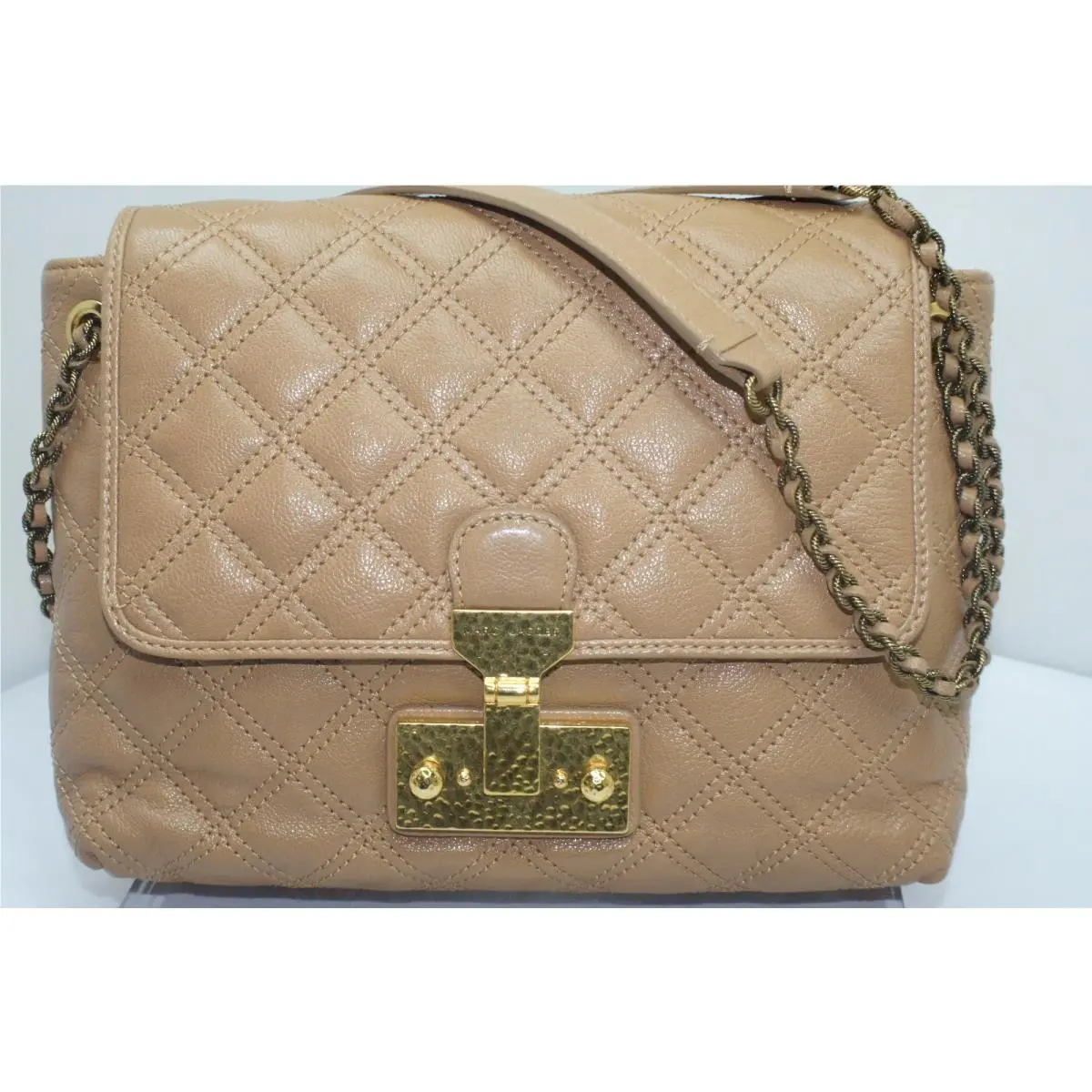 Marc Jacobs Women`s Bag The Single Handbag Beige Hobo Purse
