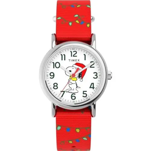 Weekender 31 mm Holiday Peanut-snoopy Speacial Red Nylon Strap TW2Y39500 by Timex