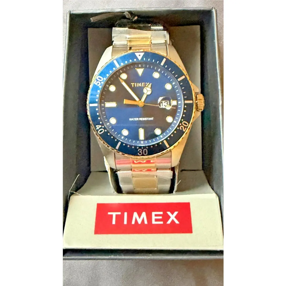 Timex Trend Blue Dial Two-tone Stainless Steel Men`s Quartz Watch 42mm TW2W71800