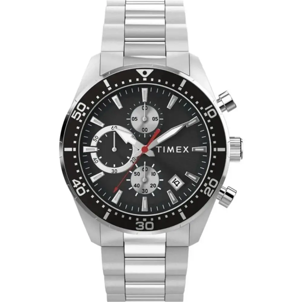 Timex Ridgefield Men`s Watch TW2Y56900 Chronograph Black Dial Steel