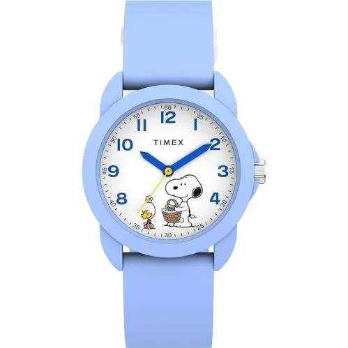 Youth Peanuts Youth Spring 30mm Watch - Blue Strap White Dial Blue Case by Timex