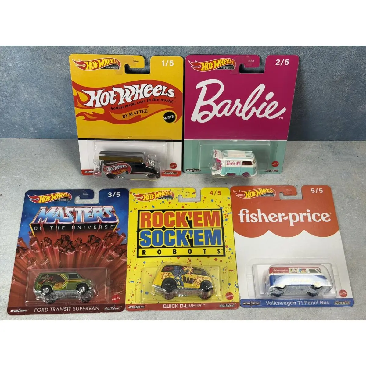 2022 Hot Wheels Premium Pop Culture Set 5 Mattel Fisher Price Kool Kombi Motu