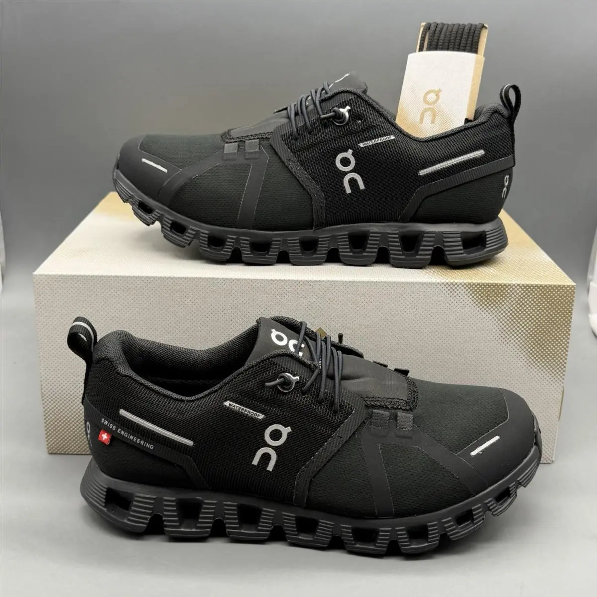 ON Cloud 5 Waterproof Womens 5.5 Athletic Running Walking Gym Shoes Triple Black