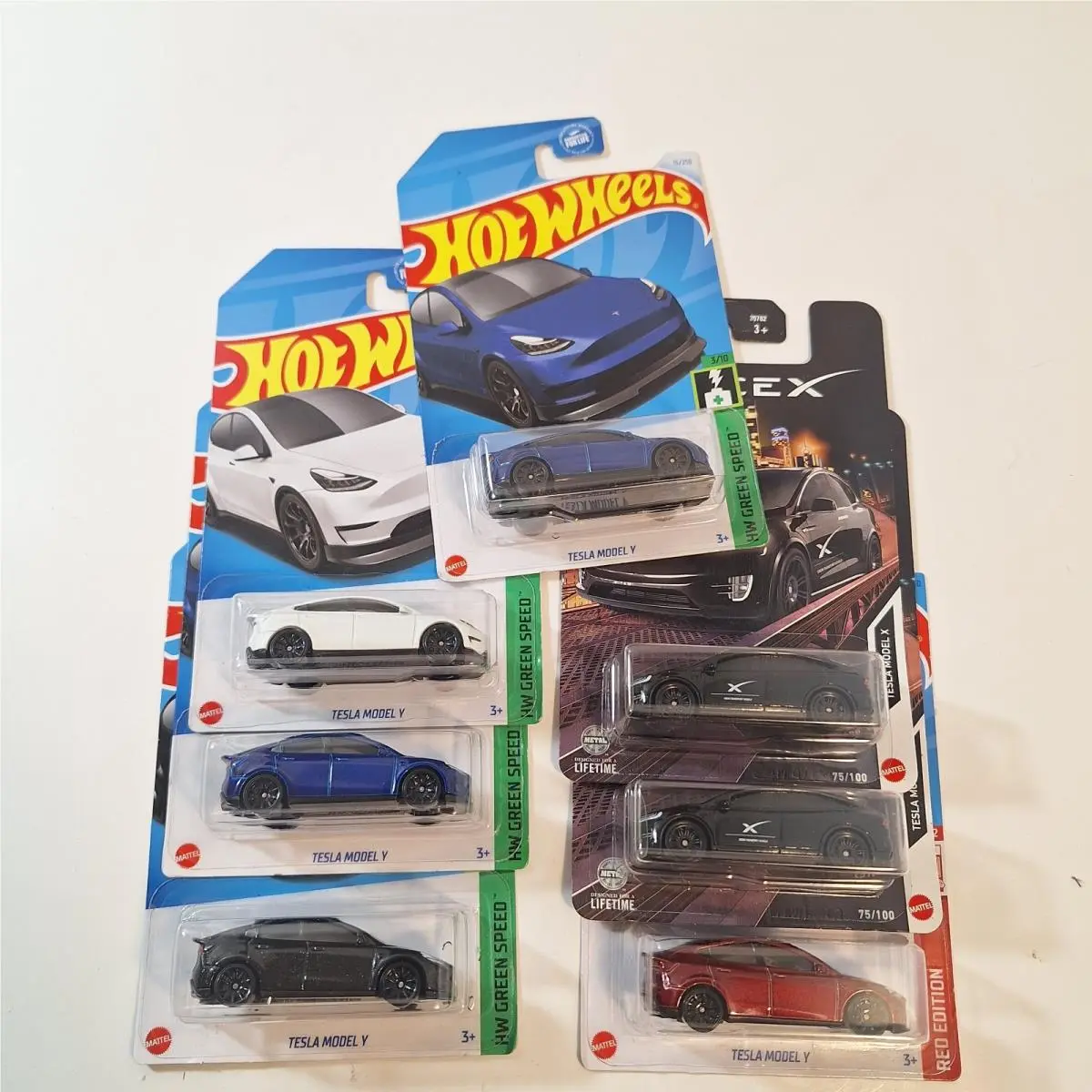 Hot Wheels Tesla 7 Cars Target Red Edition/ Model X/ Black/ White/ Blue