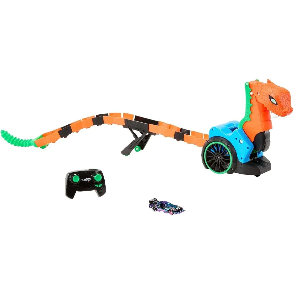 Hot Wheels Remote Control Let’s Race Slither ‘N Strike RC Snake w 1 Car Included