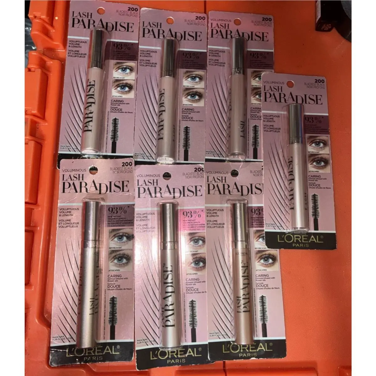 7 Pack L`oreal Voluminous Lash Paradise Mascara 200 Blackest Black