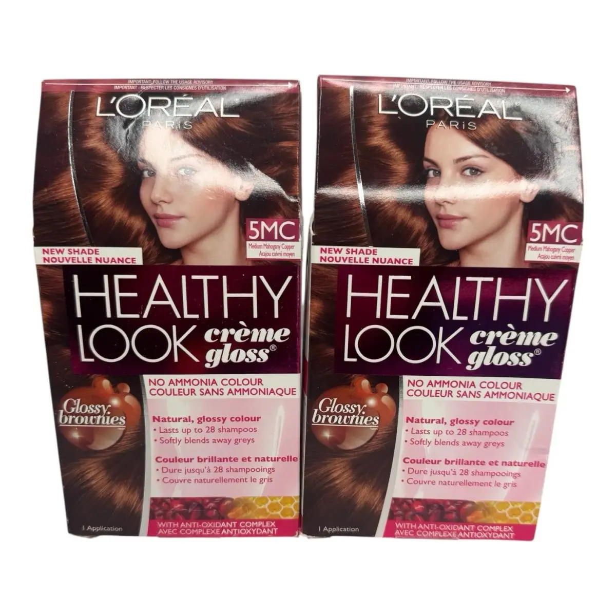 2 L`oreal Healthy Look 5MC Medium Mahogany Copper Creme Gloss Hair Color