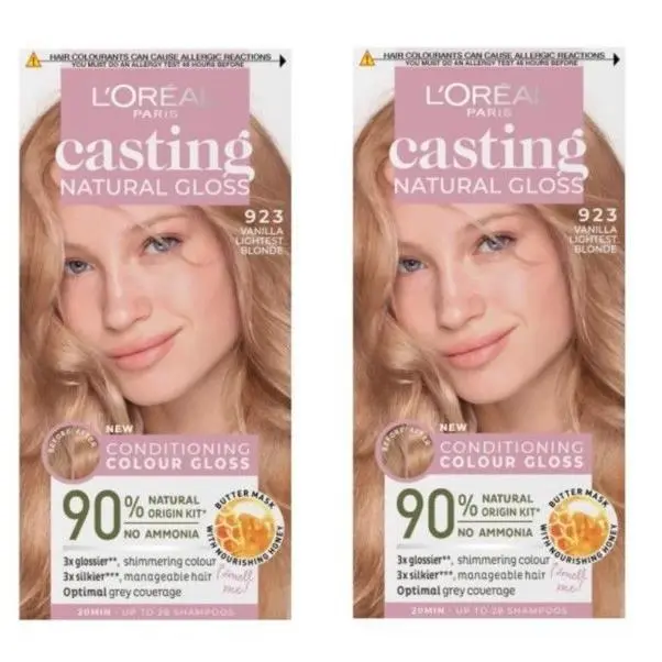 L`oreal Paris Casting Natural Gloss 923 Vanilla Lightest Blonde Hair Colour 2Pck