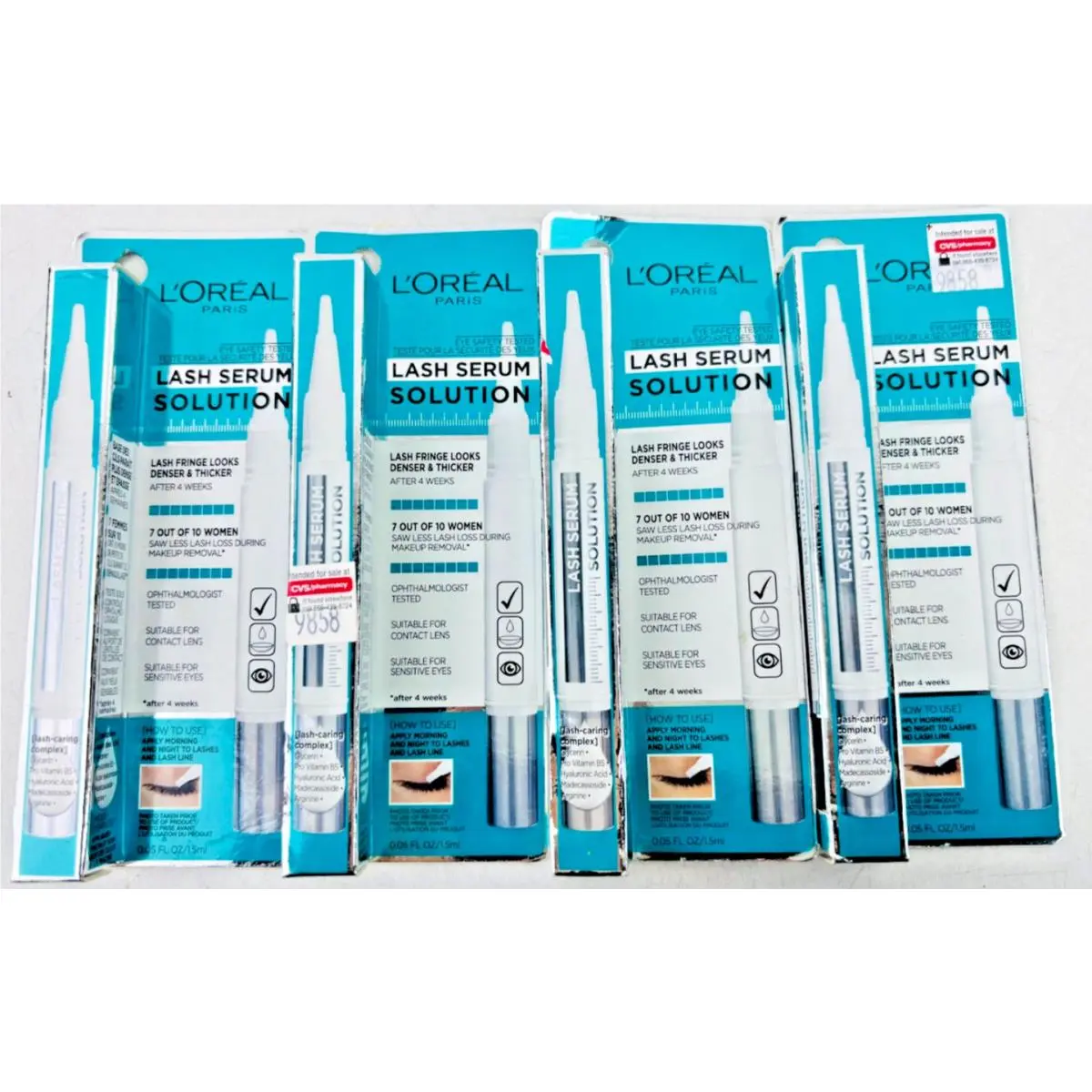 L`oreal Lash Serum Solution 4 Pack W/hyaluronic Acid Conditions Thicker Lashes