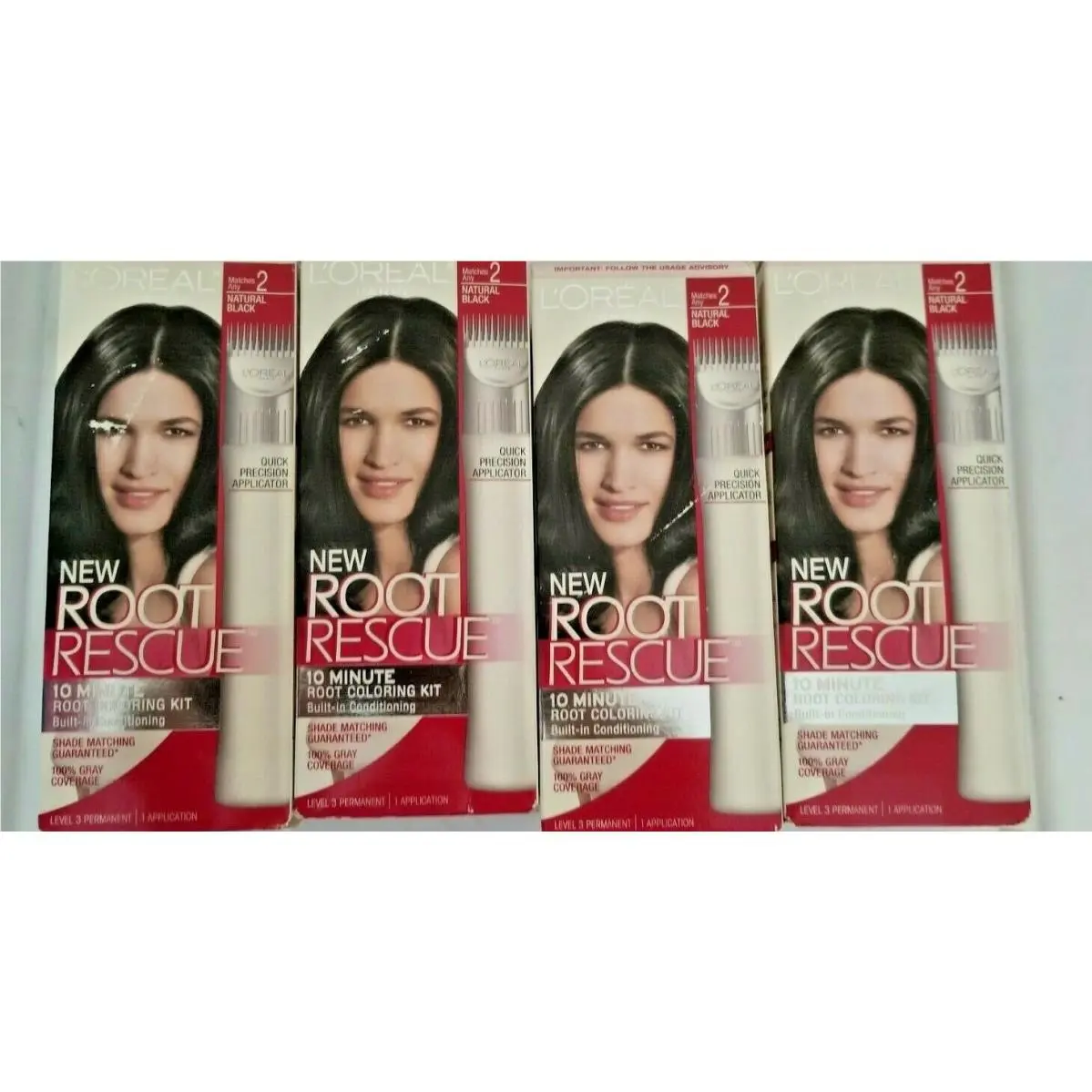 4 L`oreal Root Rescue 2 10 Minute Root Coloring Kit Matches Natural Black Read