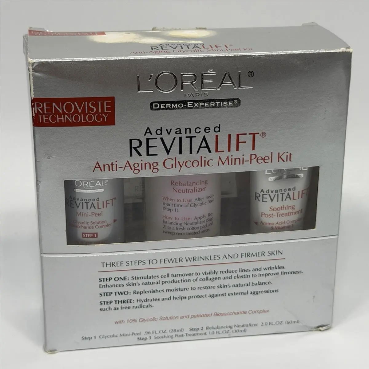 L`oreal Advanced Revitalift Antiaging Glycolic Minipeel 3 Piece Kit