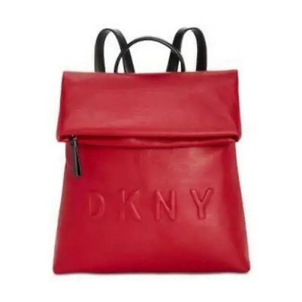 Dkny Womens Tilly Debossed Logo Medium Backpack - Exterior: Scarlet