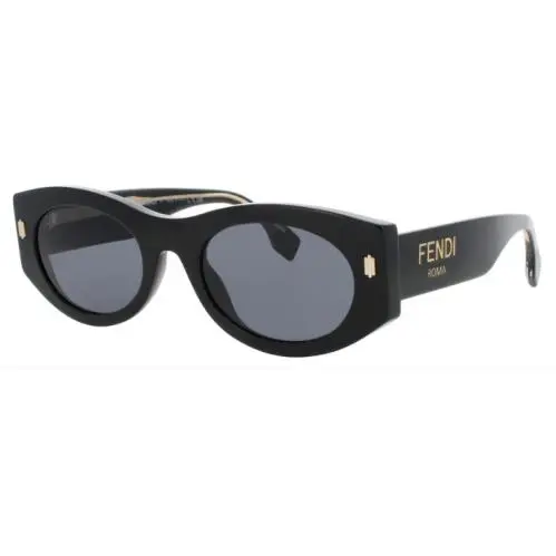 Fendi FE40125I 01V Sunglasses Shiny Black Frame Blue Tint Lenses 52 mm